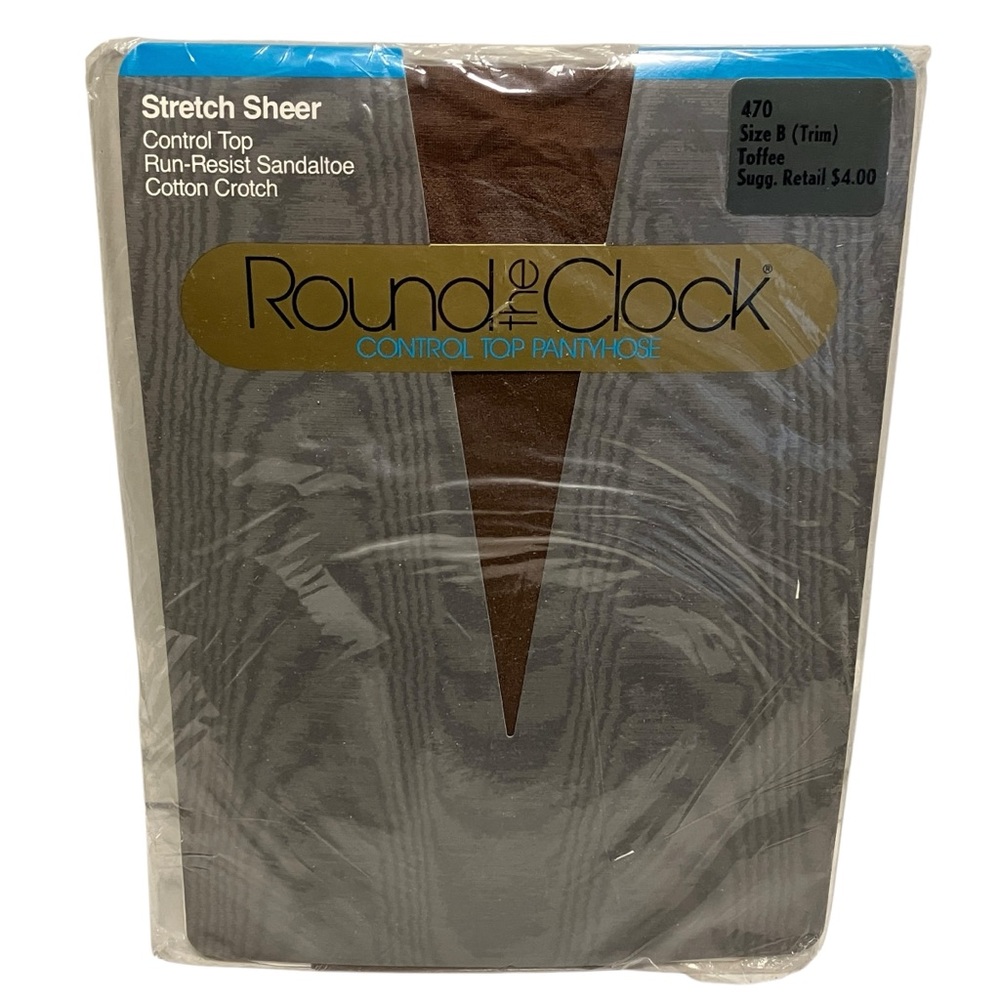 NWT Round The Clock Toffee Stretch Sheer Control Top Sandaltoe Pantyhose
